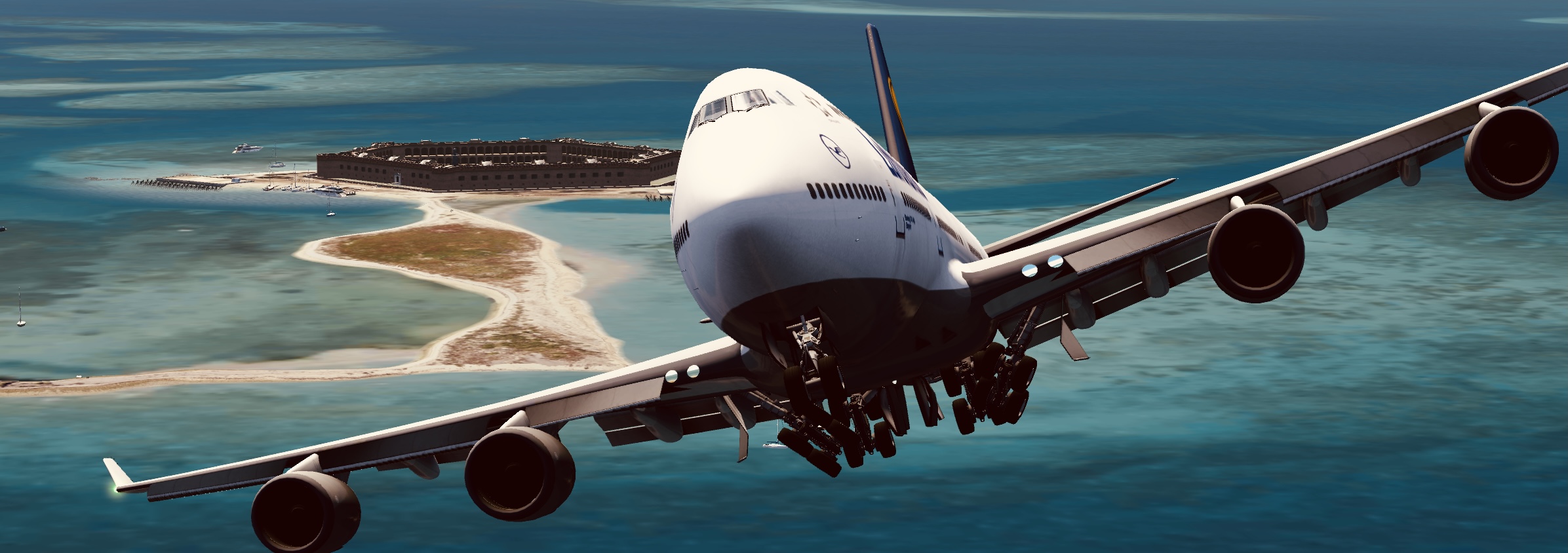 747 is able to land and take off at this caribbean island