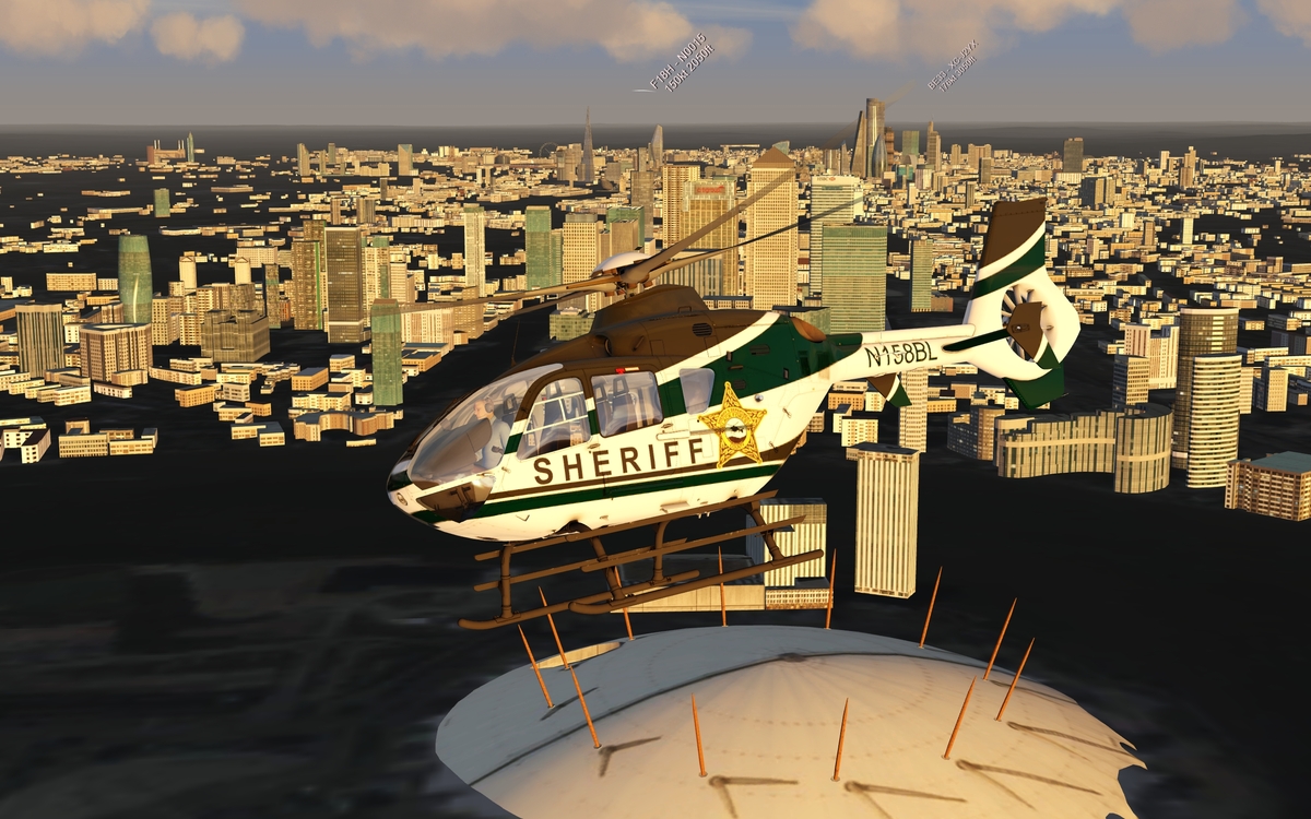 EC135 Flying over London City