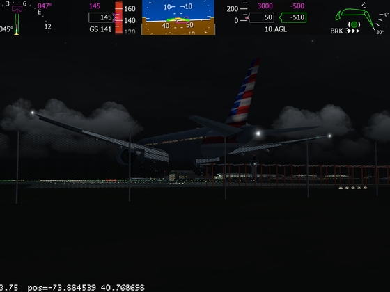 B777-300ER landing at KLGA night