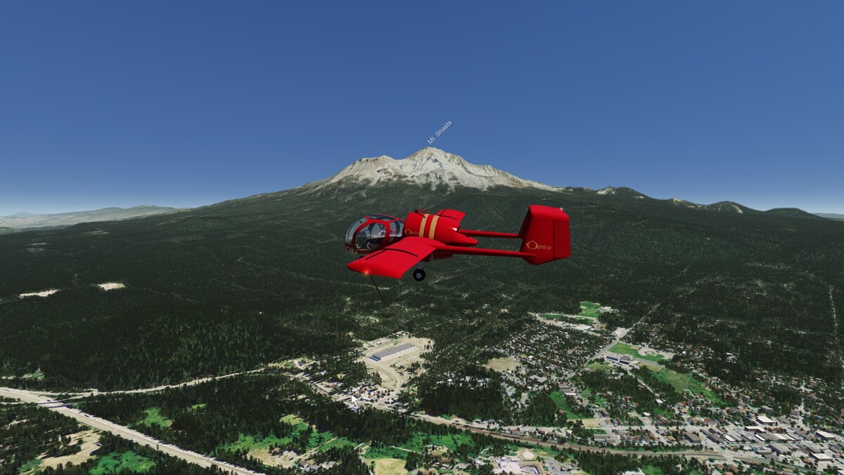 Kaniewski's Optica Model for FS 4 Flying by Mt. Shasta, CA, USA