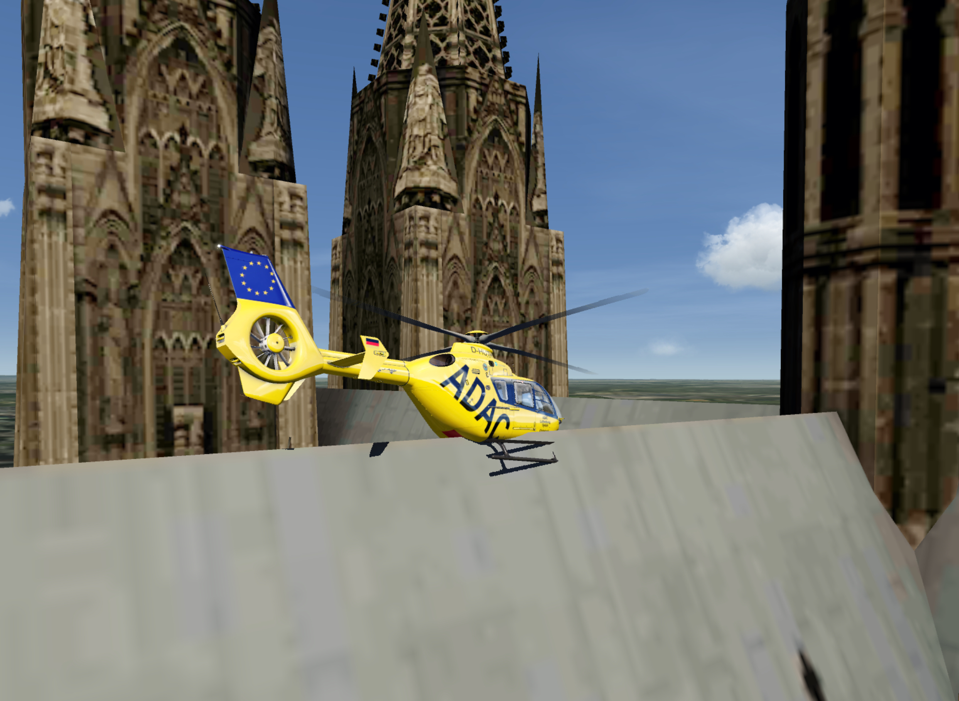 Landing attempt on the roof of Cologne Cathedral