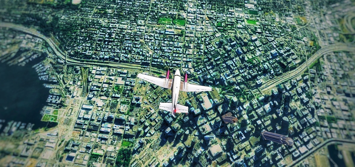 Flying over cities