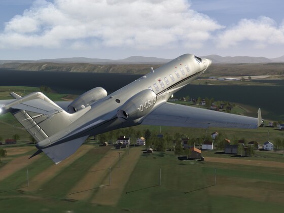 Learjet Taking off Western Isles of Scotland