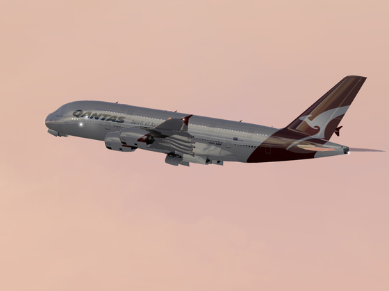 Qantas A380 (Flawed livery) leaving LIRF at TO/GA Power