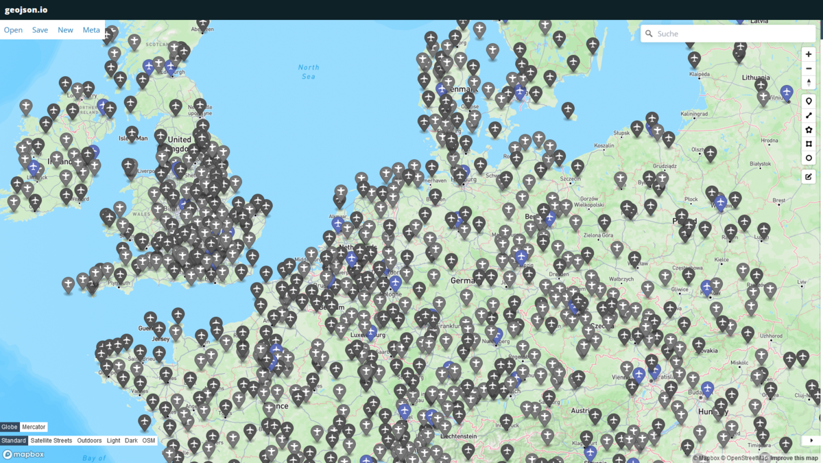 More detailed map of European airports in AFS4
